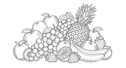 Fresh Fruit Assortment Pineapple Banana Grapes Apple Strawberry Citrus