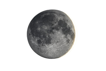 Naklejka premium Moon glowing with a bright edge, showing lunar craters and surface details, transparent background