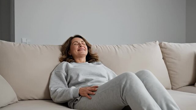 Woman Relaxing on Couch at Home.