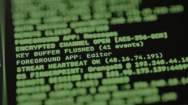 Output logs regarding a secure network connection, secure remote access session