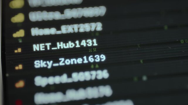 A list of network names from a smartphone Wi Fi settings and their signals strength