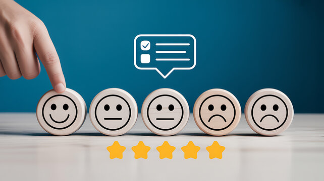 Customer satisfaction rating concept with happy face selection