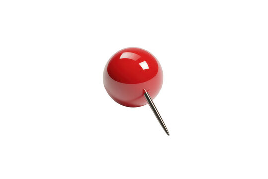 Red pushpin with metal point isolated on a transparent background
