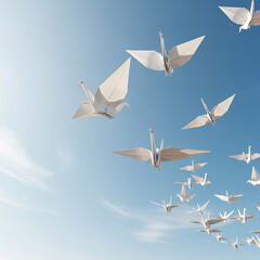 origami birds in the sky
