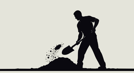 Silhouette of a man digging soil with a shovel. © RIO