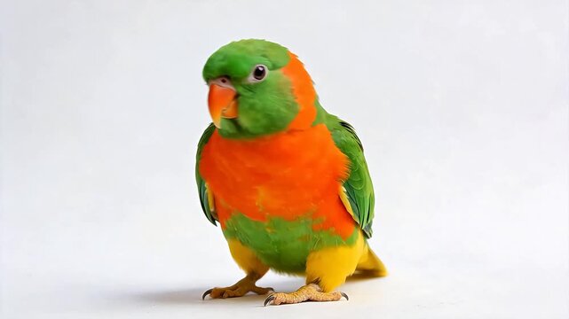 Colorful parrot with green orange and yellow feathers