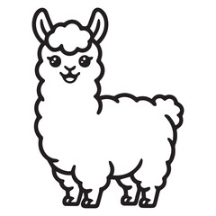 Obraz premium Kawaii Llama Animal Line Illustration