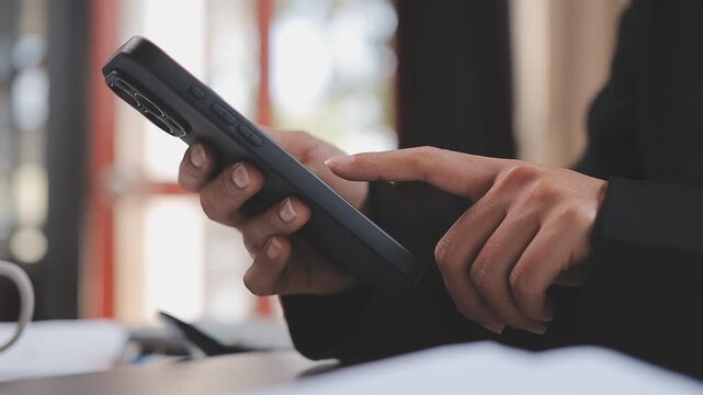 Young casual Businessman holding and using smartphone for sms messages, hipster man typing touchscreen cell phone in the cafe. business, lifestyle, technology and Social media network concept