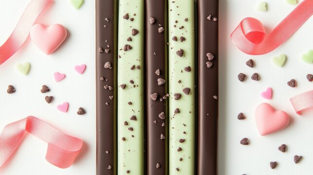 Pepero day with Chocolate Biscuit Sticks set,Pocky straw stick set,Couple Lovely day,Dubai chocolate,Pepero Day Love Event,romantic event,Kunafa,Pistachio,November 11th concept,valentine day.
