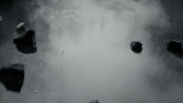 Explosion of Debris and Smoke Particles.