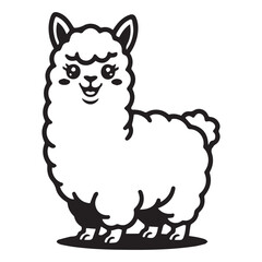 Obraz premium Adorable Alpaca Outline Drawing