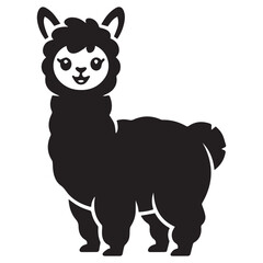 Obraz premium Cute Alpaca Character Silhouette Vector