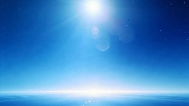 Blue sky and calm water horizon
