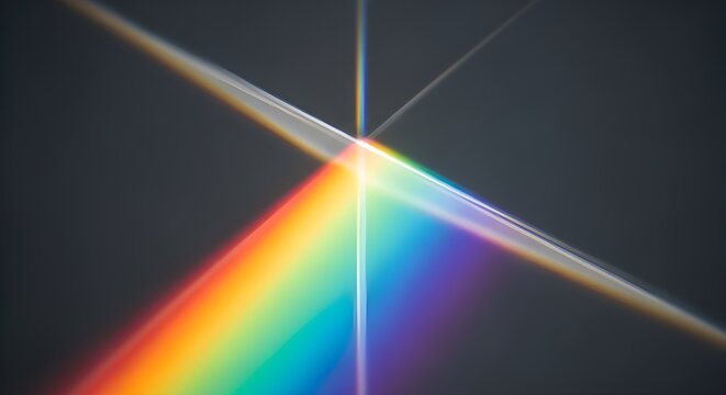 Abstract prism light refraction background with rainbow spectrum and glow