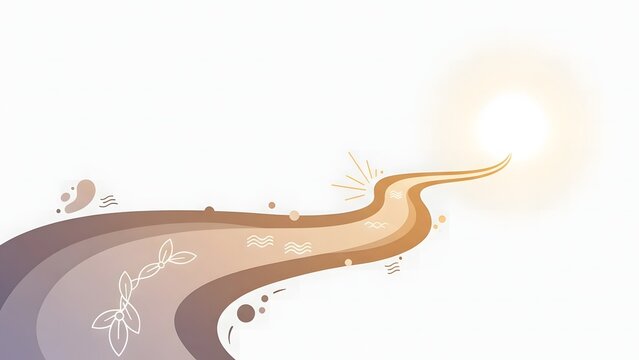 Winding Path Journey Toward a Bright Glowing Sun Background