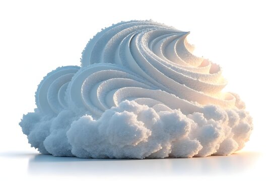 An elegant swirl of white texture resembling whipped cream or a soft cloud with a gentle glow