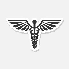 Medical Caduceus Symbol sticker isolated on gray background