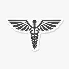 Medical Caduceus Symbol sticker isolated on gray background