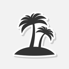 Palm tree icon sticker isolated on gray background