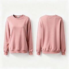 Plain Pink Crewneck Sweatshirt Front and Back Views