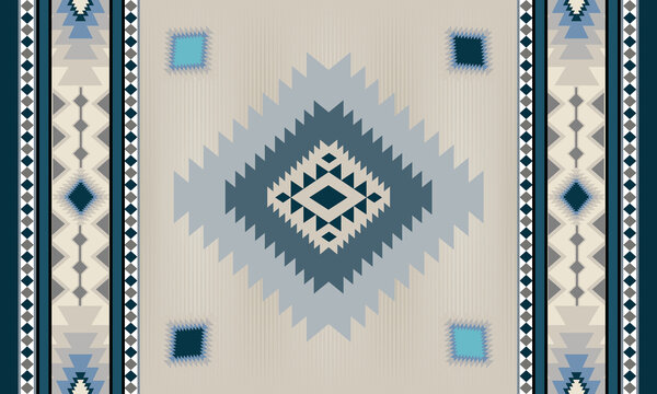 Geometric rug pattern inspired by tribal and southwestern textile design.