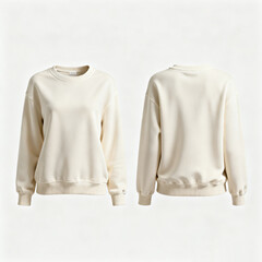 Cream Crewneck Sweatshirt, Front and Back Views