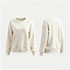 Cream Crewneck Sweatshirt, Front and Back Views