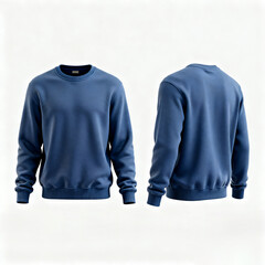 Blank Blue Crewneck Sweatshirt Front and Back View