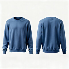 Blank Blue Crewneck Sweatshirt Front and Back View