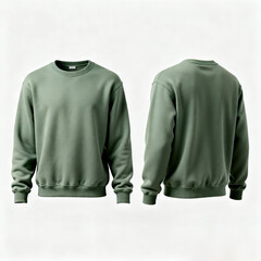 Sage Green Crewneck Sweatshirt Front and Back Product View