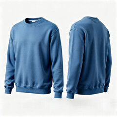 Blank Blue Crewneck Sweatshirt Front and Back View