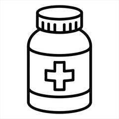 Obraz premium Medicine bottle with cross symbol flat icon