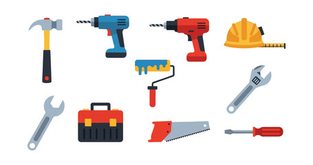 Construction tools set vector illustration