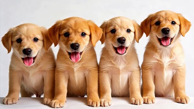 Four adorable golden retriever puppies