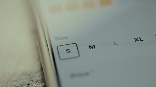 Digital interface for selecting clothing sizes from an online shopping application