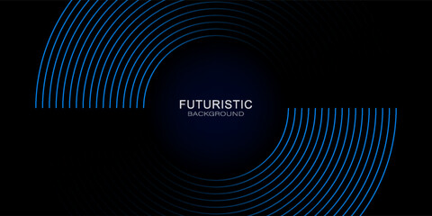 3D blue techno abstract background overlap layer on dark space with circle stripes shape decoration. Modern graphic design element future style concept for banner, flyer, card, or brochure cover