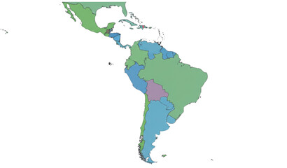 Minimal Latin America Map with Country Boundaries Vector Illustration