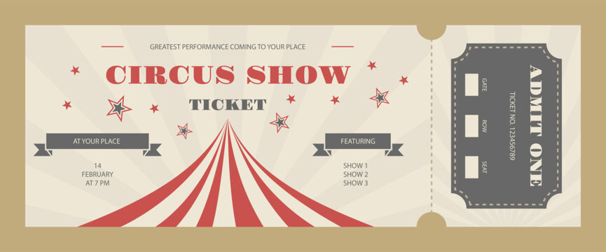 Vintage style circus show ticket template