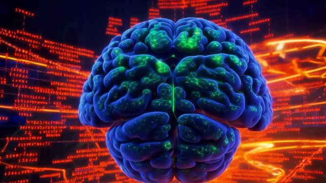 Digital Brain with Glowing Neural Activity in a Data Network Environment