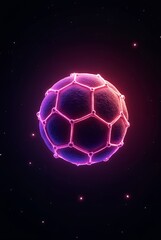 Fototapeta premium 3d neon soccer ball on black background