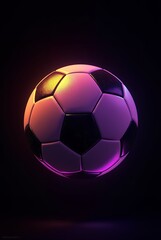 Fototapeta premium 3d neon soccer ball on black background