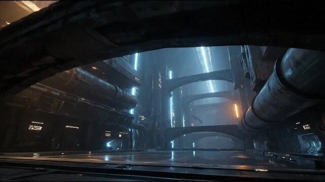 Futuristic Sci-Fi Industrial Megastructure Cinematic Background