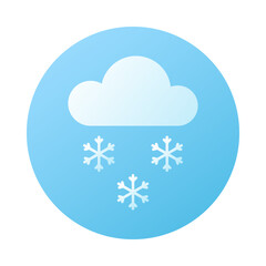 Icon cloud and 3 snowflakes. Winter and snowfall. Sky and weather design element. Round Isolated vector illustration.