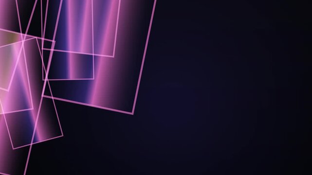 Dynamic pink rectangles shift and multiply against a dark background