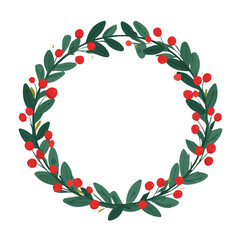Fototapeta premium Flat 2D vector illustration of Christmas Wreath, simple icon style on a clean white background.