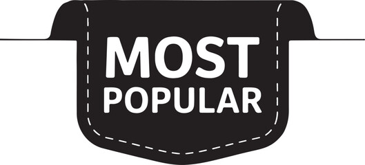 Red Most Popular Badge Tag with White Text and Paper Effect on White Background © SHANTO