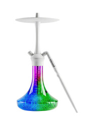 Colorful hookah with white accents cutout isolated on transparent bg, png