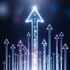 Glowing arrows pointing upwards in unison