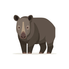 Naklejka premium Tapir, 2D flat vector illustration, simple and modern style, isolated on a plain white background.