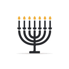 Simple flat 2D vector graphic of Hanukkah, modern icon look, displayed on a pure white background.